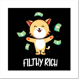 Filthy Rich Cat Cute & Funny Money Kitten Posters and Art